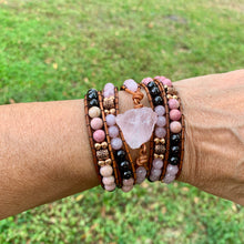 Load image into Gallery viewer, 5-Wrap with ROSE QUARTZ Centerpiece