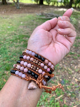 Load image into Gallery viewer, 5-Wrap with ROSE QUARTZ Centerpiece