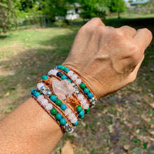 Load image into Gallery viewer, 5-Wrap with ROSE QUARTZ Centerpiece