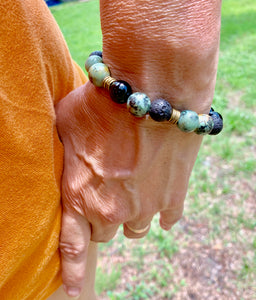 African Turquoise and Black Agate