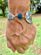 Load image into Gallery viewer, Spoon and handle TEAL-DYED LAVA ROCK bracelet