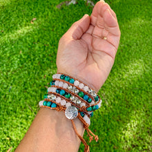 Load image into Gallery viewer, 5-Wrap with ROSE QUARTZ Centerpiece