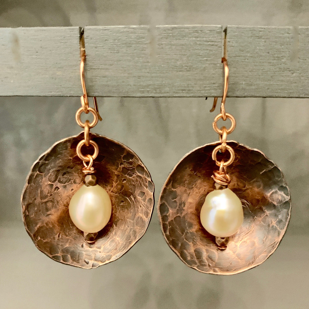 Copper with Pearls Earrings