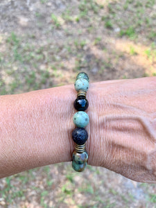 African Turquoise and Black Agate