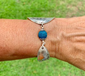 Spoon and handle TEAL-DYED LAVA ROCK bracelet